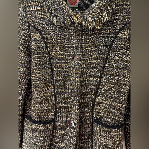 Vintage Millma Handloomed Alpaca Blend Open Front Tweed Cardigan Blazer - Picture 3 of 16